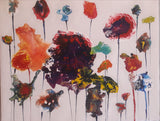 ORIGINAL HANDMADE COLORFUL FLORAL ACRYLIC PAINTING