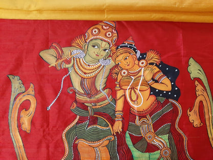 ORIGINAL HAND PAINTED RADHA KRISHNA HERITAGE SAREE