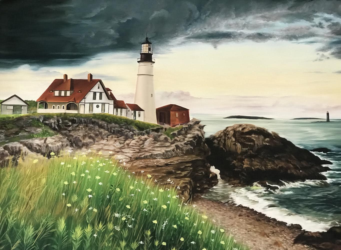 ORIGINAL HANDMADE LIGHTHOUSE PAINTING